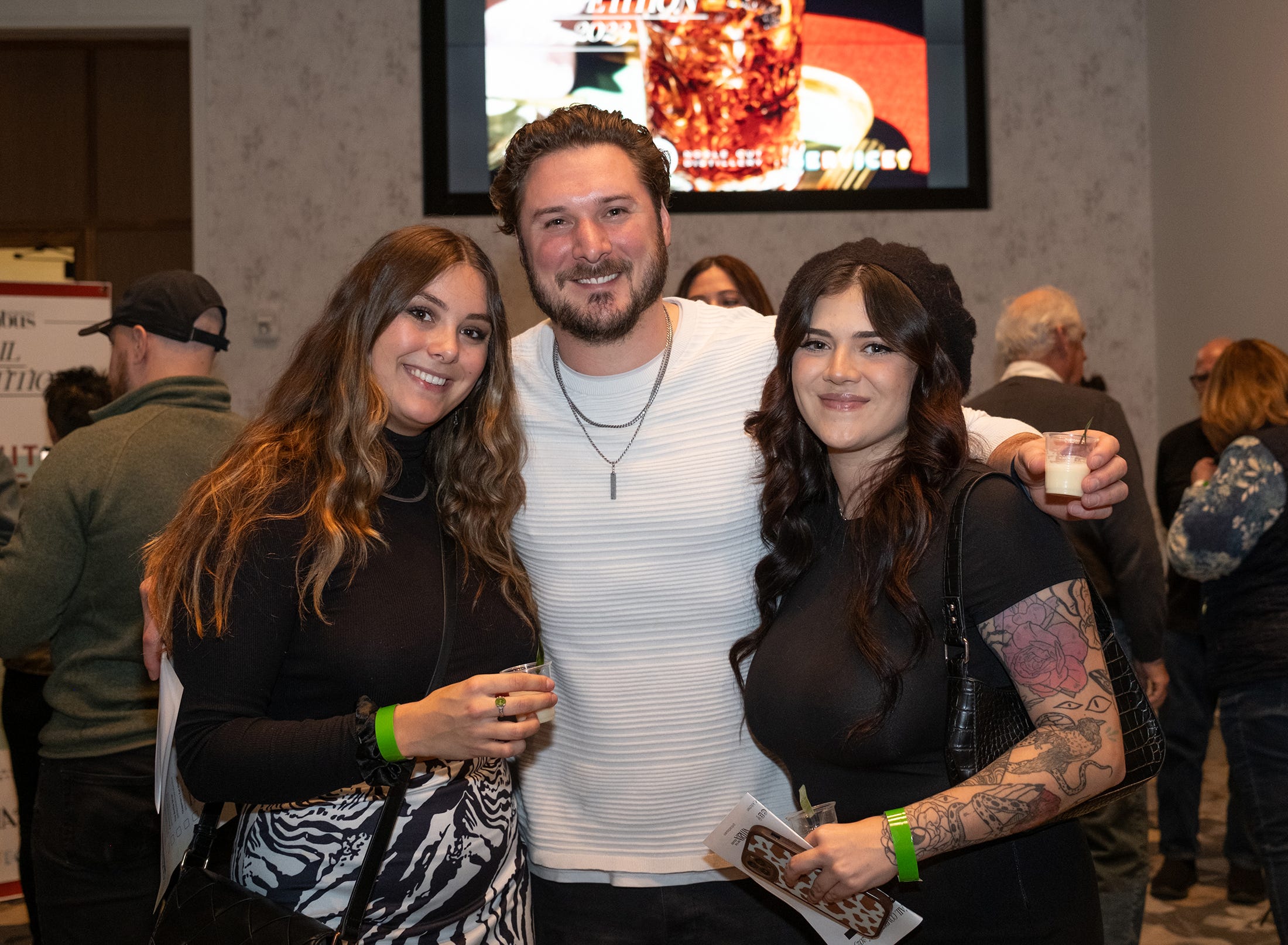Claire Cookston, Kyle Meeker and Natalie Cardenas at the first Columbus Monthly Cocktail Competition, hosted by Vitria on the Square on Nov. 15, 2023 (Photo by Tim Johnson)