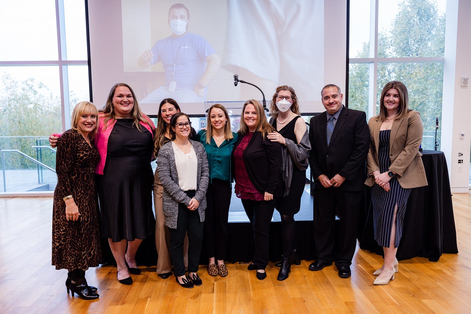 Amanda Lucas, Brianna Murphy, Nicle Hess, Danielle Gerken, Angela Myers, Angel Agner, Dr. Katherine Brownlowe, Matt Onorato and Dr. Laura Williams at the Netcare Foundation’s annual Community Awards & Recognition Dinner, held Oct. 18, 2023, at the Columbus Museum of Art